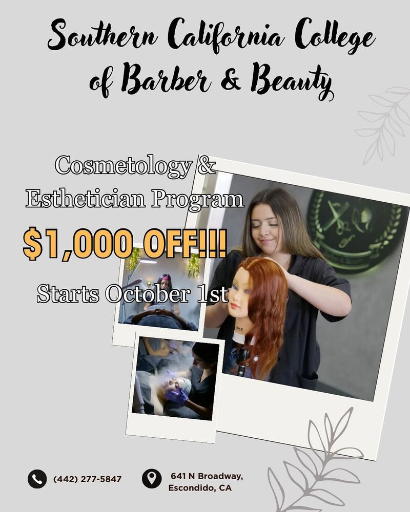 Cosmo + Esthi offer at Southern California College of Barber and Beauty
