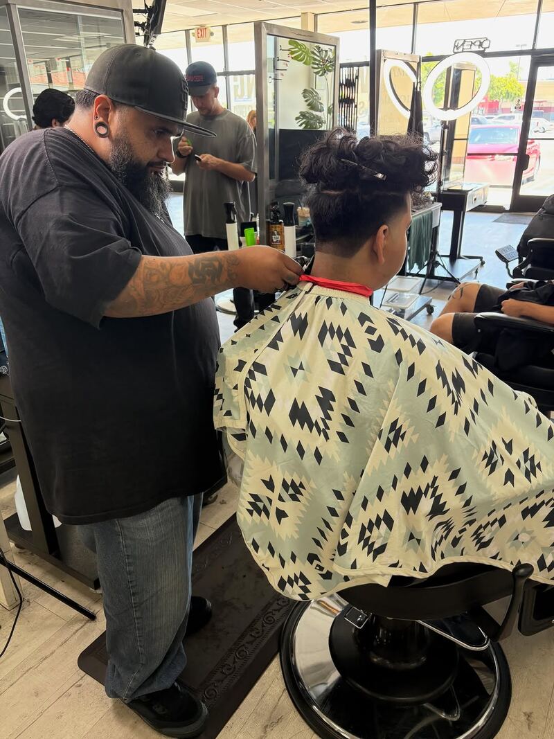 On the floor at Southern California College of Barber and Beauty
