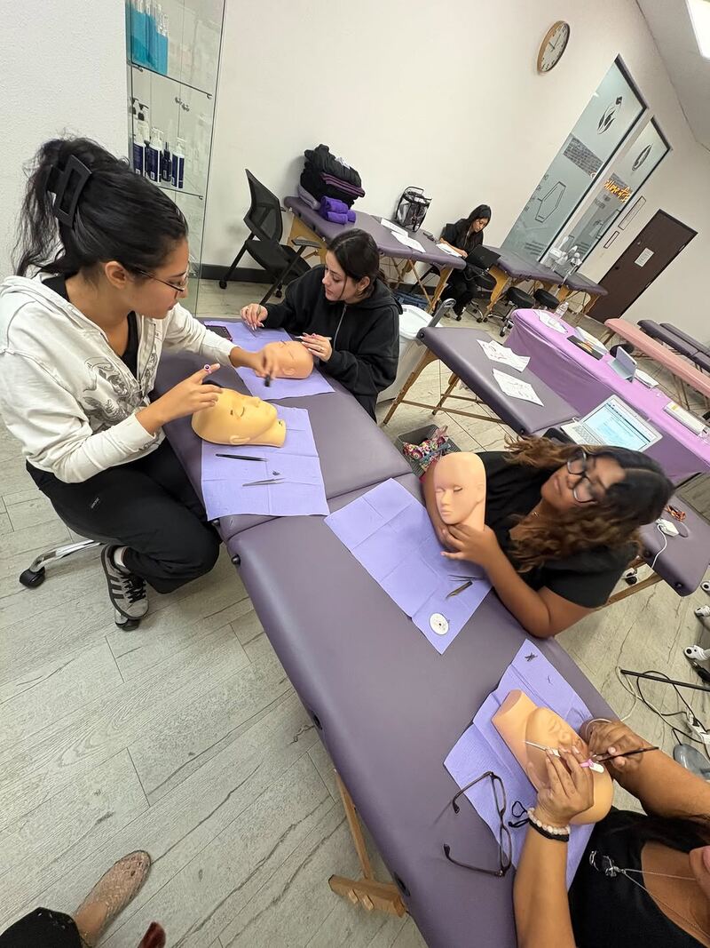 Esthetician students at Southern California College of Barber and Beauty