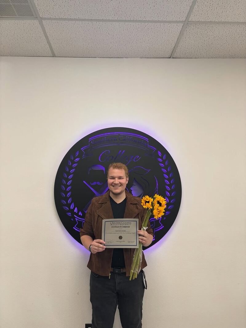 Congrats, Garret at Southern California College of Barber and Beauty